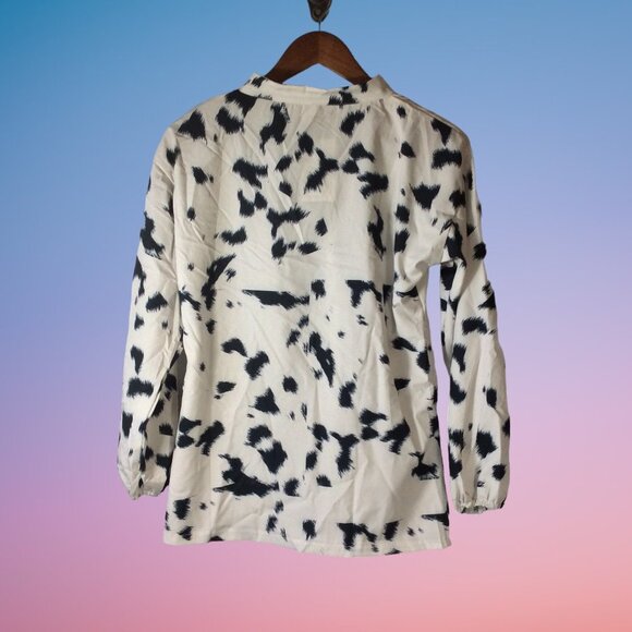 La Mode Black and White Blouse Size Medium - Picture 2 of 7